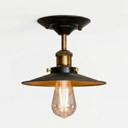 Flush Mount Ceiling Light Metal E27 Ceiling Lighting Fixtures For Bedroom Livingroom Kitchen 22Cm Lampshade Black Inner Gold
