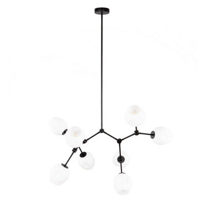 Luminosa Lighting Luminosa Ferral Multi Arm Pendant Ceiling Light Black With Opal Shade 8Xe27 - image 1