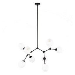 Luminosa Lighting Luminosa Ferral Multi Arm Pendant Ceiling Light Black With Opal Shade 8Xe27 - thumbnail 1