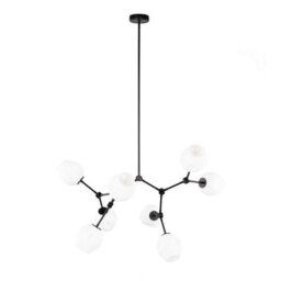 Luminosa Lighting Luminosa Ferral Multi Arm Pendant Ceiling Light Black With Opal Shade 8Xe27 - thumbnail 2