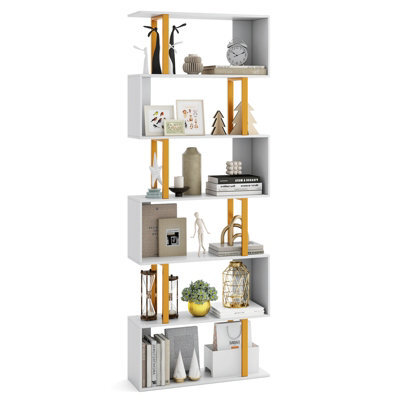 Costway 6-Tier Geometric Bookcase 189 Cm S-Shaped Bookshelf With Metal Frame - image 1