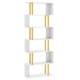 Costway 6-Tier Geometric Bookcase 189 Cm S-Shaped Bookshelf With Metal Frame - thumbnail 9