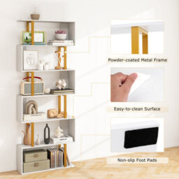 Costway 6-Tier Geometric Bookcase 189 Cm S-Shaped Bookshelf With Metal Frame - thumbnail 8