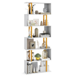 Costway 6-Tier Geometric Bookcase 189 Cm S-Shaped Bookshelf With Metal Frame - thumbnail 1