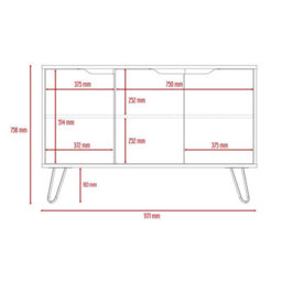 Core Products Manhattan Medium Sideboard With 3 Doors, H75.6Cm X W117.1Cm X D38.0Cm - thumbnail 5