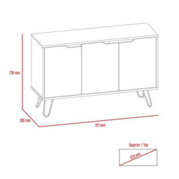 Core Products Manhattan Medium Sideboard With 3 Doors, H75.6Cm X W117.1Cm X D38.0Cm - thumbnail 3