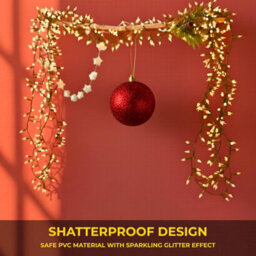 Shatchi 20Cm Dark Red Glitter Christmas Bauble - Christmas Tree & Home Décor Ornament - thumbnail 9