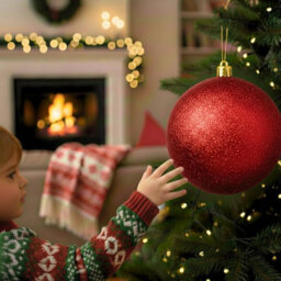 Shatchi 20Cm Dark Red Glitter Christmas Bauble - Christmas Tree & Home Décor Ornament - thumbnail 7