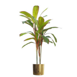 Leaf Tropical Artificial Dracaena Palm Plant Realistic Large Gold Planter 100Cm Botanik
