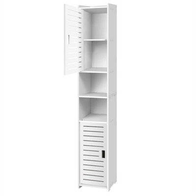 Tall Narrow Bathroom Cabinet Freestanding 2 Doors 5 Shelves - image 1