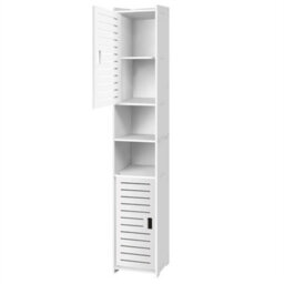 Tall Narrow Bathroom Cabinet Freestanding 2 Doors 5 Shelves