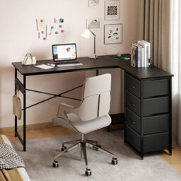 Levede Reversible L-Shaped Corner Desk 4 Drawers For Office Or Gaming - thumbnail 1
