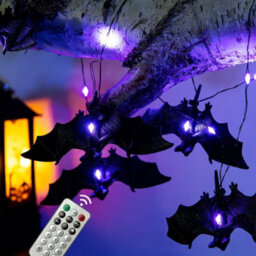 Halloween Bat String Lights: 30 Led Remote-Controlled With 12 Modes For Indoor/outdoor Party & Patio Decor