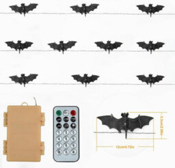 Halloween Bat String Lights: 30 Led Remote-Controlled With 12 Modes For Indoor/outdoor Party & Patio Decor - thumbnail 5