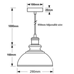 Ledsone Industrial Pendant Light 95Cm Height Adjustable Metal E27 Holder Ceiling Hanging For Living Room Bedroom Dining - thumbnail 7