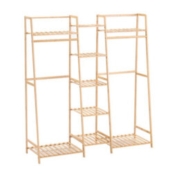 BMBO Large Wooden Clothes Rack With Storage Shoe Cabinet Brown - thumbnail 4