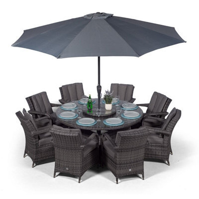 That's Furniture Arizona Round 8 Seater Rattan Patio Dining Set - Grey - image 1