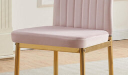 Furnizone UK Set Of 2 Dining Chairs - Glitz Modern Dining Chairs - Pink Velvet Gold Leg Dining Chairs - Kitchen Dining Room Chairs - thumbnail 2