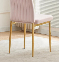 Furnizone UK Set Of 2 Dining Chairs - Glitz Modern Dining Chairs - Pink Velvet Gold Leg Dining Chairs - Kitchen Dining Room Chairs - thumbnail 3