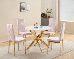 Furnizone UK Set Of 2 Dining Chairs - Glitz Modern Dining Chairs - Pink Velvet Gold Leg Dining Chairs - Kitchen Dining Room Chairs - thumbnail 4