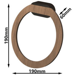 Bisk Matte Black/brown Oval Towel Holder Ring Wall Mounted Wc Bathroom Accessories - thumbnail 2