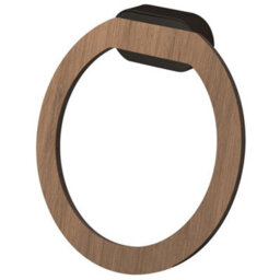 Bisk Matte Black/brown Oval Towel Holder Ring Wall Mounted Wc Bathroom Accessories - thumbnail 1