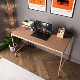 120Cm Home Office Desk Wooden Study Table With Metal Legs Computer Writing Desk Workstation For Remote Working (Terracotta, Viya) - thumbnail 2