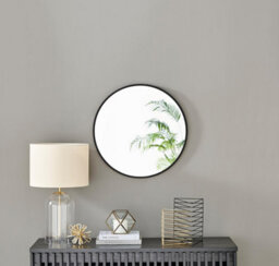 Furniturebox Uk Emma 60Cm Round Black Frame Wall Mirror - thumbnail 2