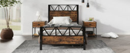 Btm 3Ft Single Metal Bed Black Wood Colour With Drawers Durable Frame For Adults And Teenagers - thumbnail 7