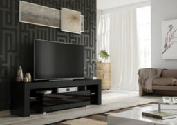Tv Unit 160Cm Modern Black With High Gloss Doors - Creative Furniture - thumbnail 5