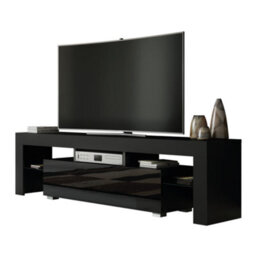 Tv Unit 160Cm Modern Black With High Gloss Doors - Creative Furniture - thumbnail 6