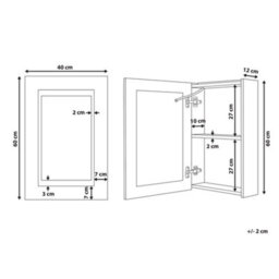 Beliani Bathroom Wall Mounted Mirror Cabinet Led Malaspina 40 Cm 60 Cm Black - thumbnail 3