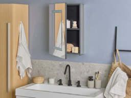 Beliani Bathroom Wall Mounted Mirror Cabinet Led Malaspina 40 Cm 60 Cm Black - thumbnail 2