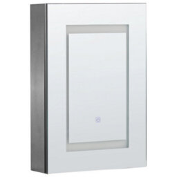 Beliani Bathroom Wall Mounted Mirror Cabinet Led Malaspina 40 Cm 60 Cm Black - thumbnail 1