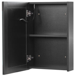 Beliani Bathroom Wall Mounted Mirror Cabinet Led Malaspina 40 Cm 60 Cm Black - thumbnail 4