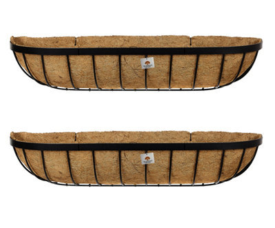 "Ruddings Wood Garden Metal Wall Baskets Troughs Planters (W)90Cm 36""  Set Of 2" - image 1
