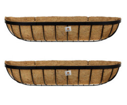 "Ruddings Wood Garden Metal Wall Baskets Troughs Planters (W)90Cm 36""  Set Of 2" - thumbnail 1
