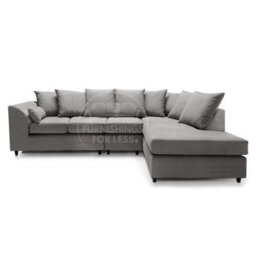 Furnishings For Less UK Casper Soft Chenille Fabric 5 Seater L Shaped Corner Sofa  Grey Right Hand Facing - Scatter Back - thumbnail 1