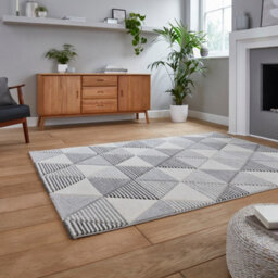 Grey Beige Modern Geometric Easy To Clean Rug For Dining Room-120Cm X 170Cm - thumbnail 2