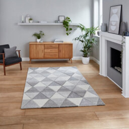 Grey Beige Modern Geometric Easy To Clean Rug For Dining Room-120Cm X 170Cm - thumbnail 1