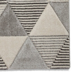 Grey Beige Modern Geometric Easy To Clean Rug For Dining Room-120Cm X 170Cm - thumbnail 5