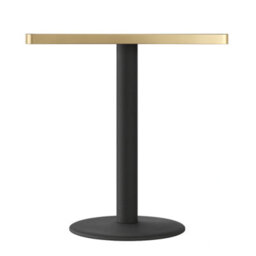 70Cm Square Oak Effect Bistro Table With Brushed Gold Edge & Round Pedestal Base Dining Table For Home, Cafe, Resturant - thumbnail 3
