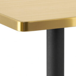 70Cm Square Oak Effect Bistro Table With Brushed Gold Edge & Round Pedestal Base Dining Table For Home, Cafe, Resturant - thumbnail 6