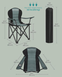 Songmics Travel Camping Chair, Soft Sponge Seat With Cup Holder, Foldable And Sturdy, Dark Green - thumbnail 2