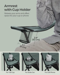 Songmics Travel Camping Chair, Soft Sponge Seat With Cup Holder, Foldable And Sturdy, Dark Green - thumbnail 7