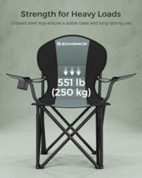 Songmics Travel Camping Chair, Soft Sponge Seat With Cup Holder, Foldable And Sturdy, Dark Green - thumbnail 4