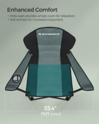 Songmics Travel Camping Chair, Soft Sponge Seat With Cup Holder, Foldable And Sturdy, Dark Green - thumbnail 5