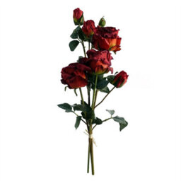Leaf 60Cm Red Rose And Eucalyptus Glass Diamond Vase - thumbnail 2