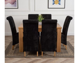 That's Furniture Dakota 127 X 82 Cm Chunky Oak Small Dining Table And 6 Chairs Dining Set With Montana Black Fabric Chairs - thumbnail 2