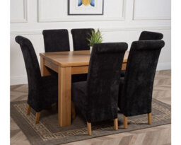 That's Furniture Dakota 127 X 82 Cm Chunky Oak Small Dining Table And 6 Chairs Dining Set With Montana Black Fabric Chairs - thumbnail 3